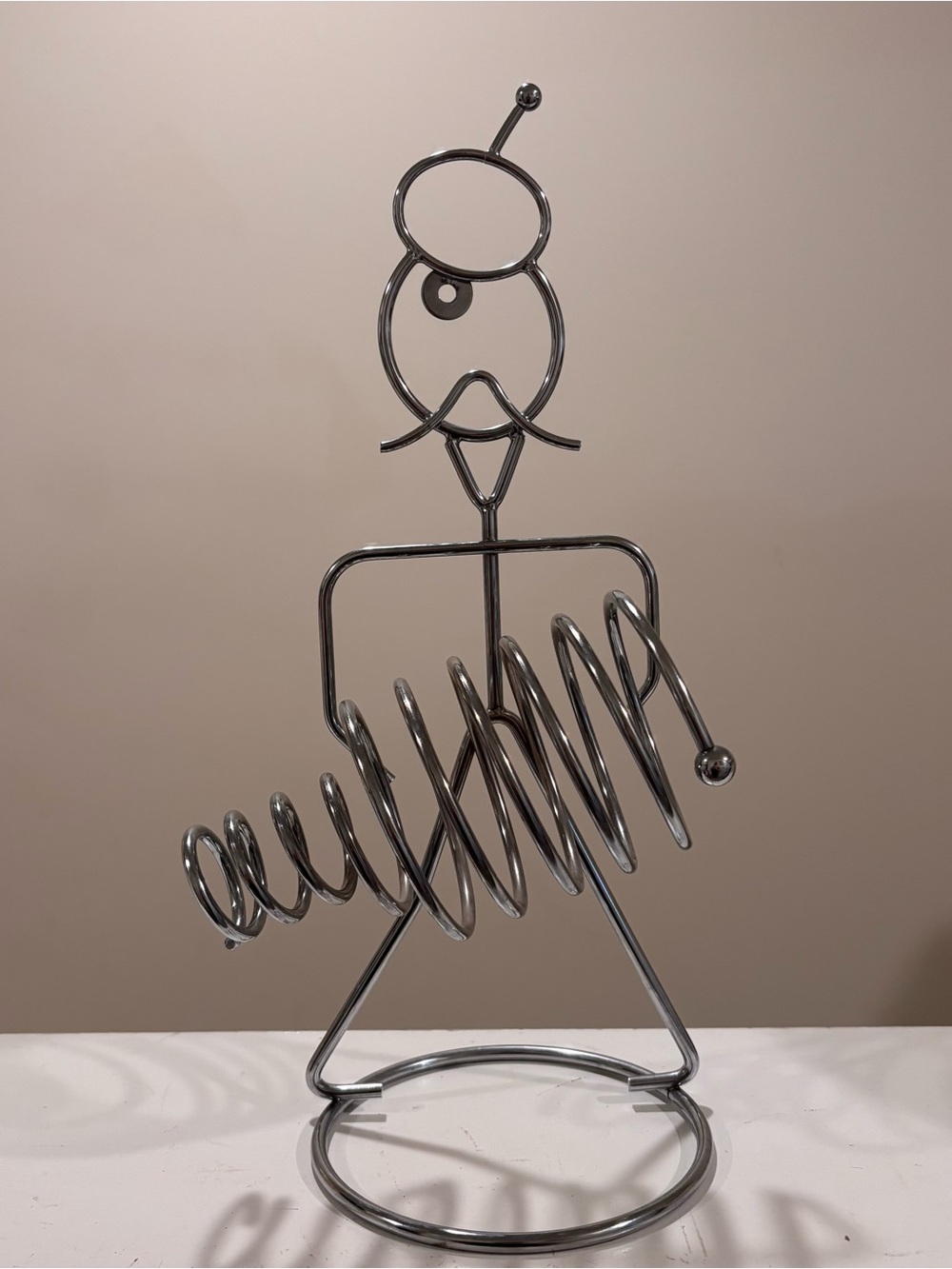Stainless Steel Spiral Metal Single Wine Bottle Holder Stand Bistro Chef 15"x8"